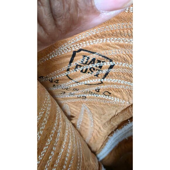 Vintage Dan Post Tan Leather Western Cowboy Boots Size 8 C Handcrafted Stitch - Picture 8 of 8